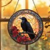 Raven Stained Glass Suncatcher, Gothic Crow Window Hanging Decor,Black Bird Idea for Dark Theme, Halloween Gifts for Mom Friend Her,Birthday